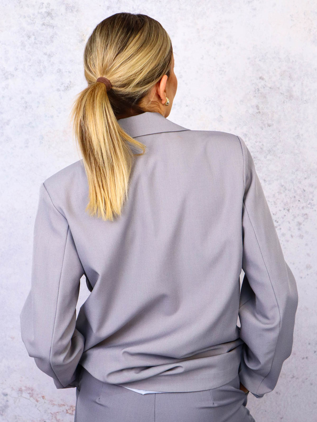 MARYNARKA OVERSIZE Z BIAŁYM LAMPASEM- SZARA