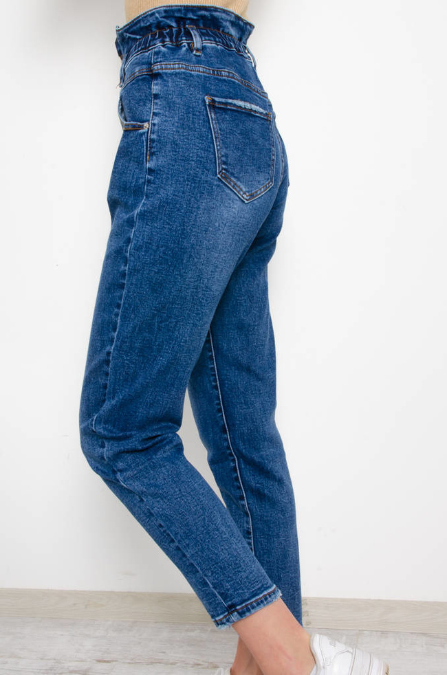 SPODNIE JEANSOWE MOM FIT Z GUZIKAMI -WYSOKI STAN