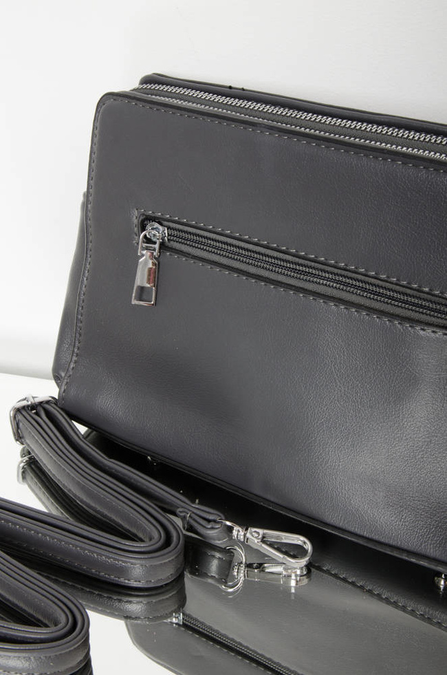 SZARA TOREBKA Z IMITACJI SKÓRY- LISTONOSZKA