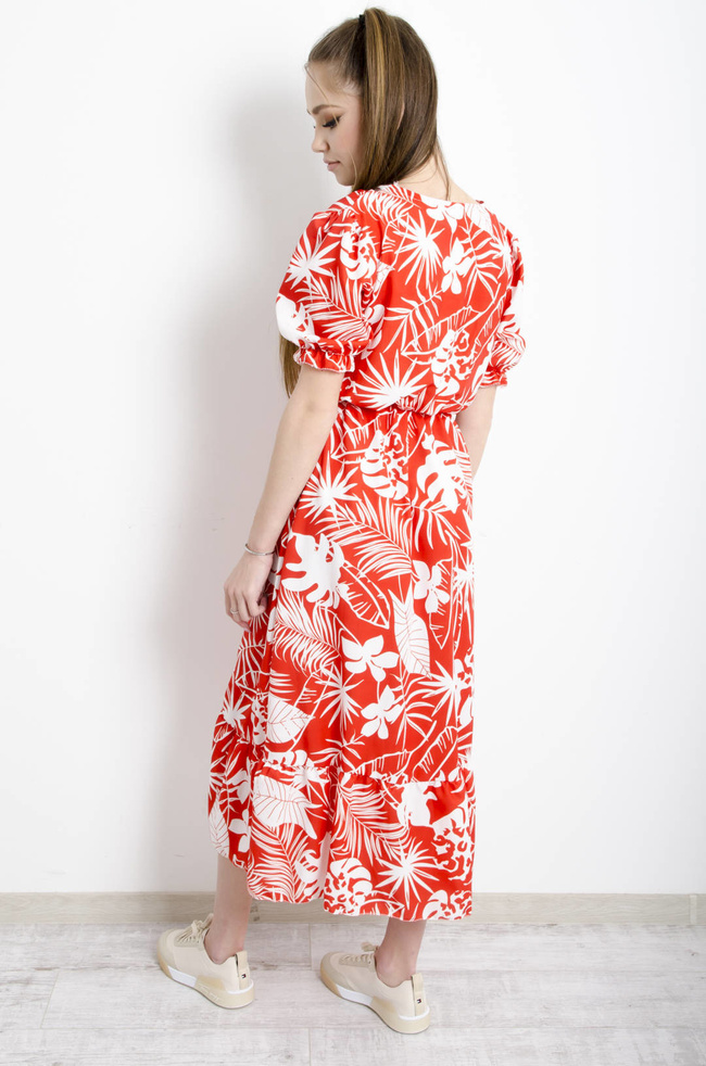 SUKIENKA MAXI W KWIATY - POMARAŃCZOWA