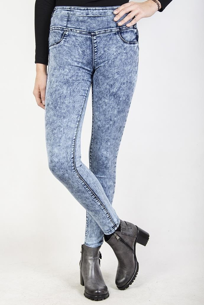 Jasne spodnie skinny jeans z zamkiem z boku