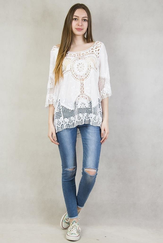 Ażurowa biała bluzka