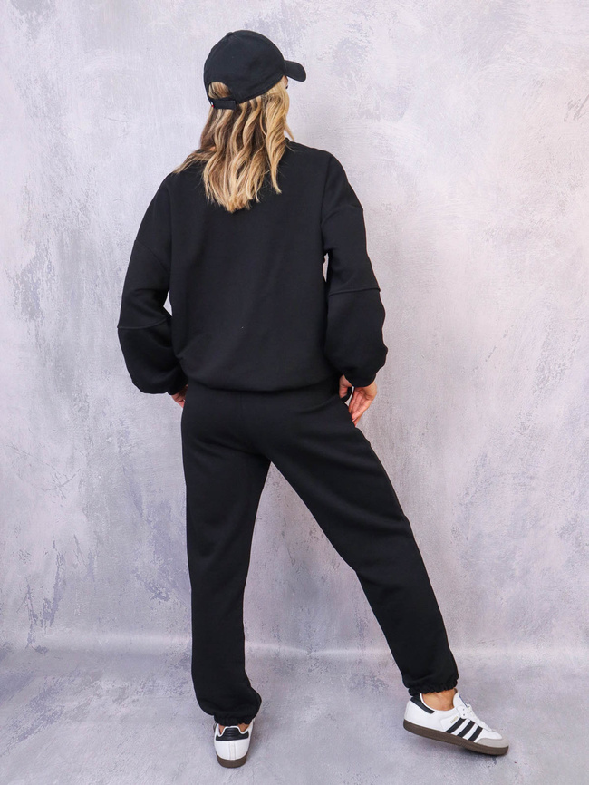 KOMPLET DRESOWY BLUZA Z NASZYWKĄ+ SPODNIE- CZARNY
