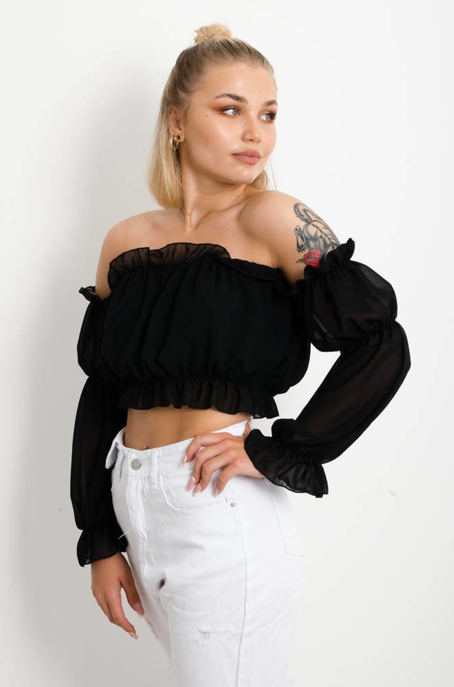 CZARNY KRÓTKI TOP - HISZPANKA