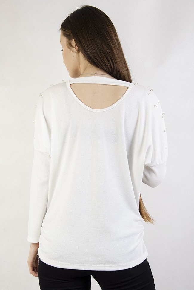 Biała bluzka z perełkami
