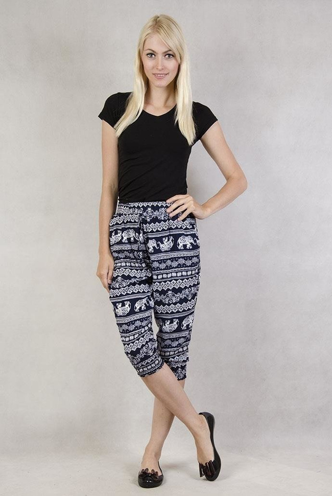 Spodnie alladynki 3/4 w słonie granatowe