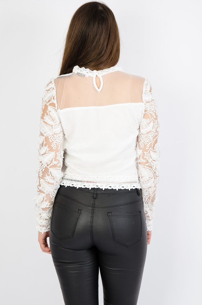 BIAŁA BLUZKA Z KORONKI