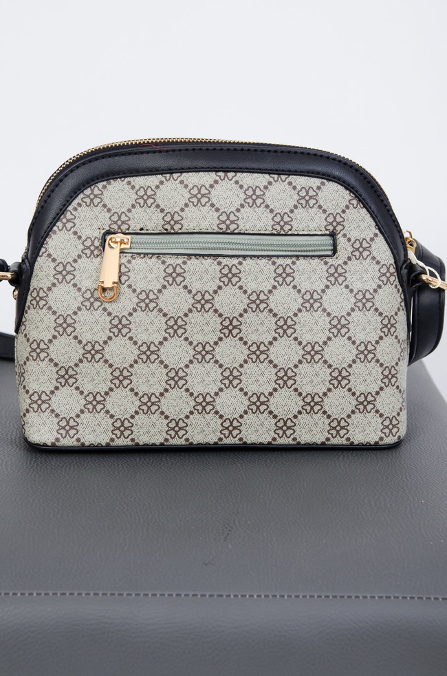 Wzorzysta torebka z czerwono-granatowym paskiem na przodzie