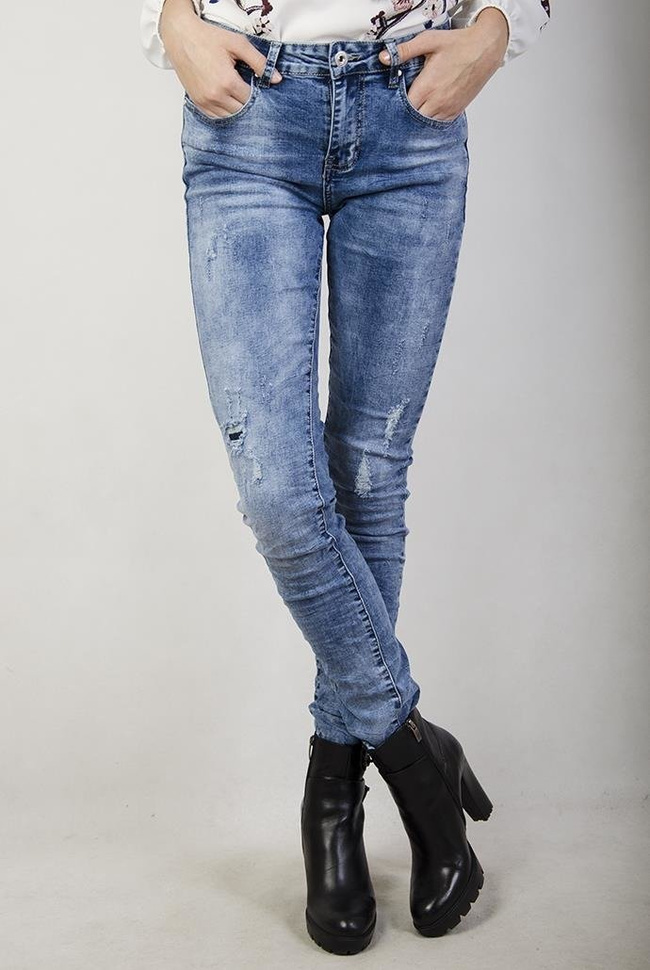 (DUŻE ROZMIARY) Spodnie jeansowe delikatnie cieniowane