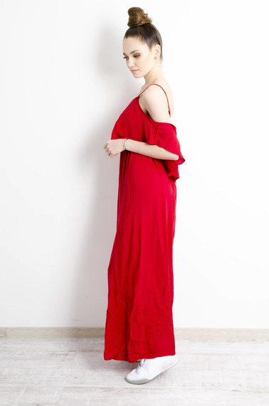 SUKIENKA HISZPANKA MAXI NA RAMIĄCZKA- CZERWONA