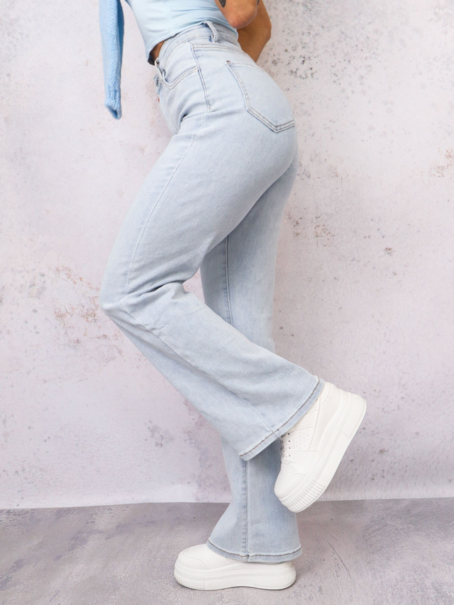 SPODNIE JEANSOWE FLARE DZWONY- JASNY JEANS