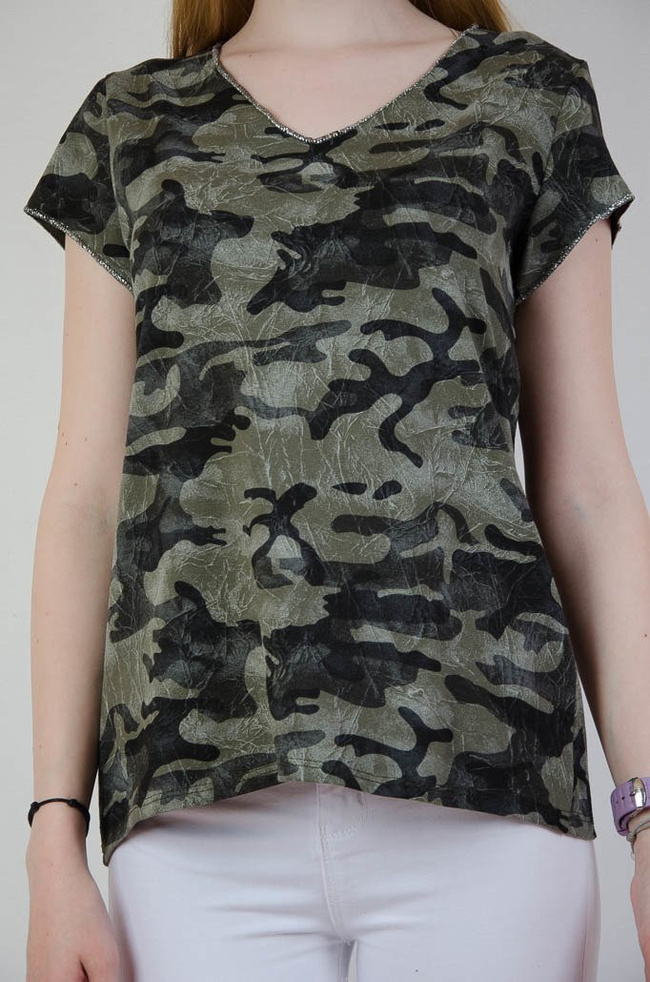 Bluzka moro ze srebrną lamówka