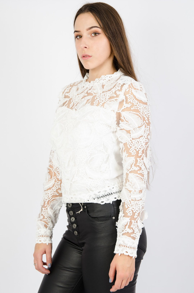 BIAŁA BLUZKA Z KORONKI