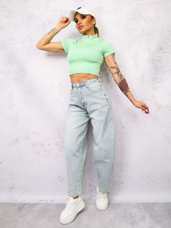 SPODNIE JEANSOWE BALLOON Z PRZETARCIAMI