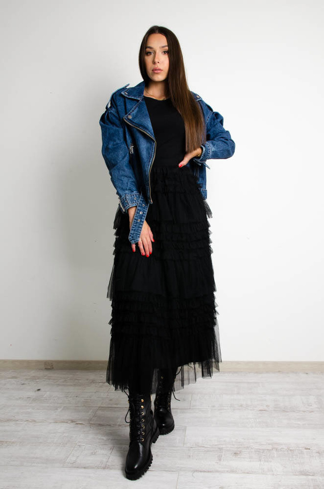 DŁUGA CZARNA SPÓDNICA TIULOWA