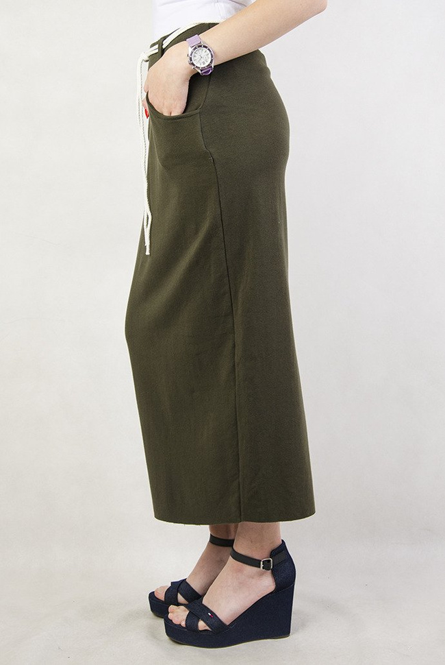 Zielona spódnica maxi ze sznurkiem