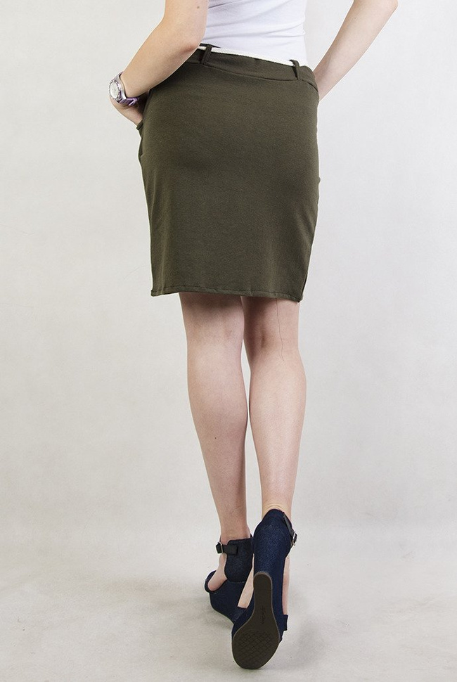 Krótka, zielona spódniczka z wiązaniem