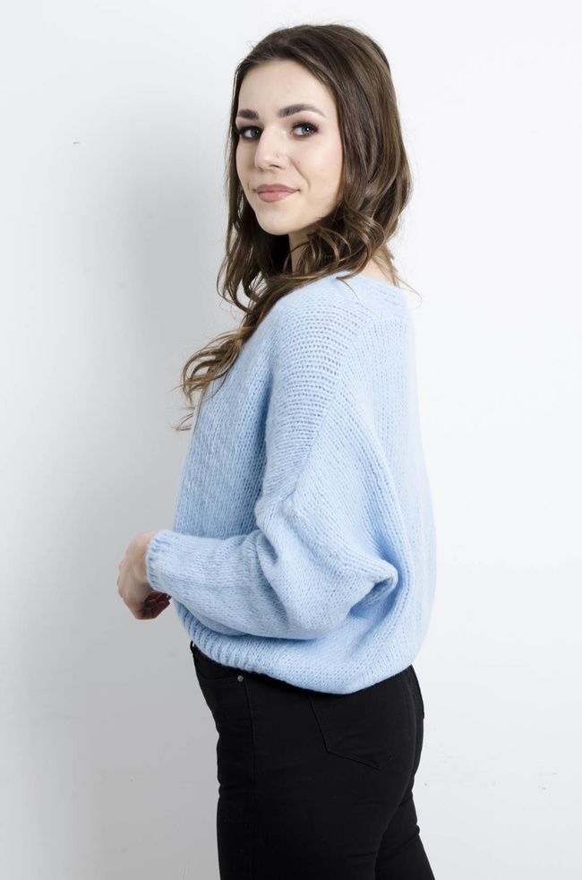 SWETER KARDIGAN ZAPINANY NA GUZIKI- NIEBIESKI
