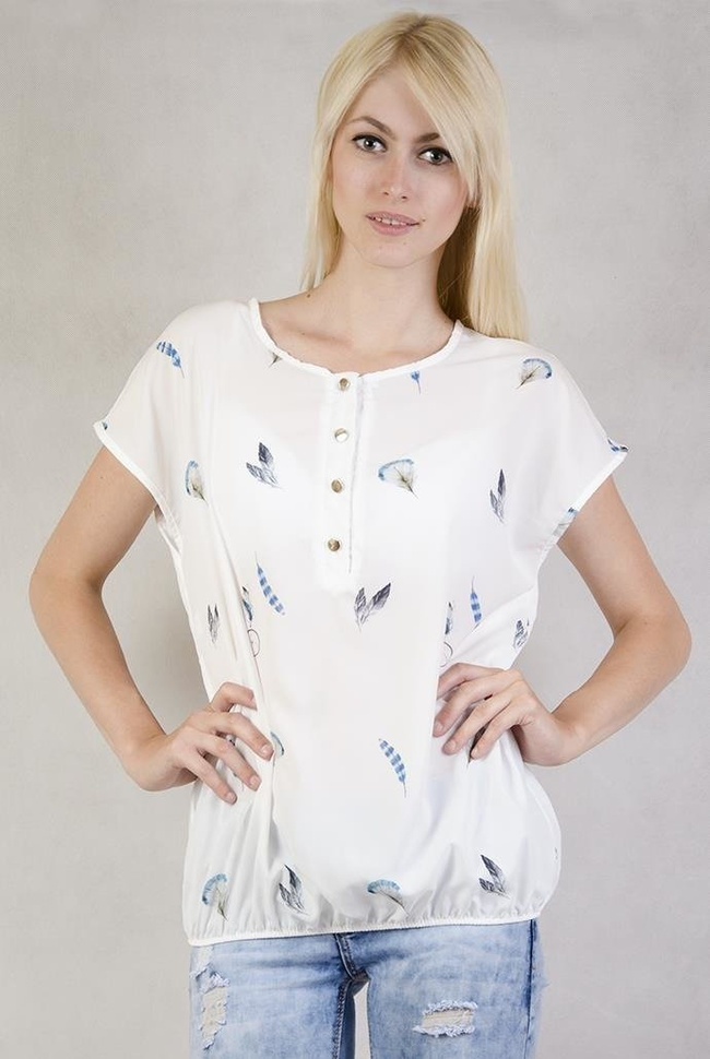 Biała bluzka z piórkami