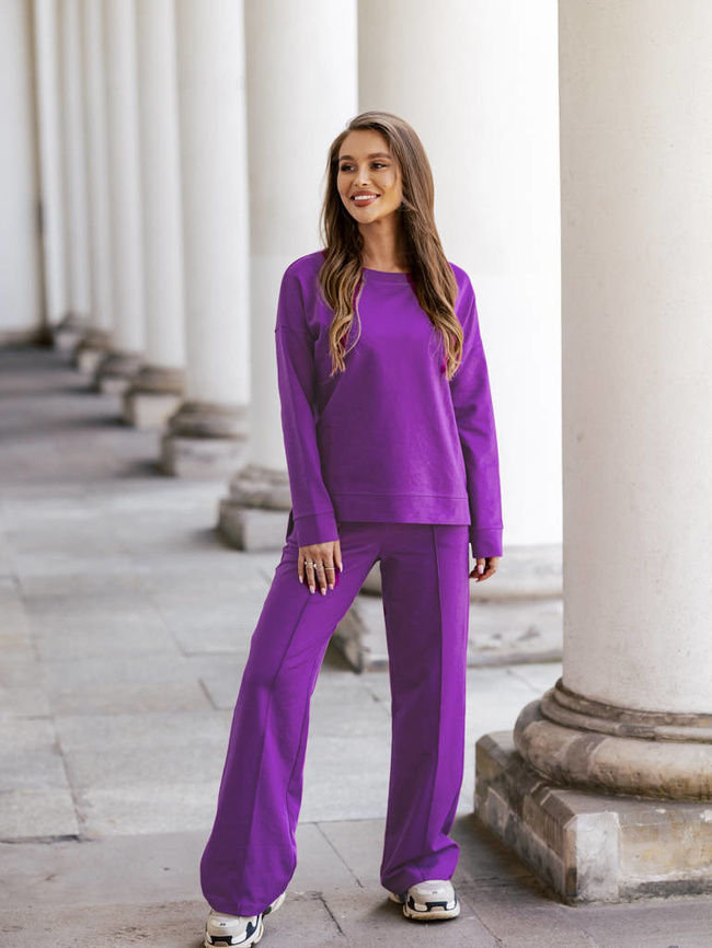 KOMPLET DRESOWY BLUZA+SPODNIE SZWEDY- FIOLETOWY