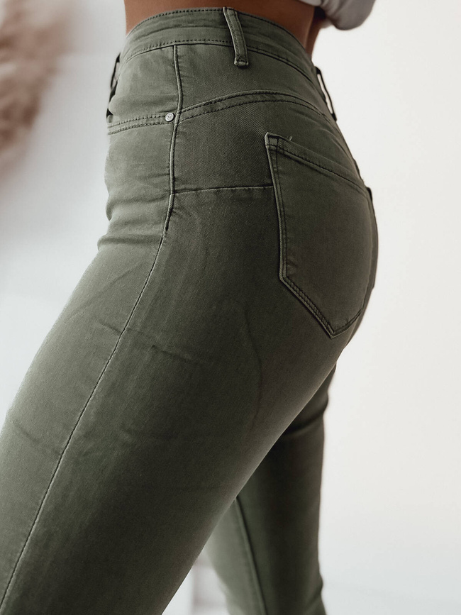 DOPASOWANE SPODNIE Z WYSOKIM STANEM PUSH UP- ZIELONE