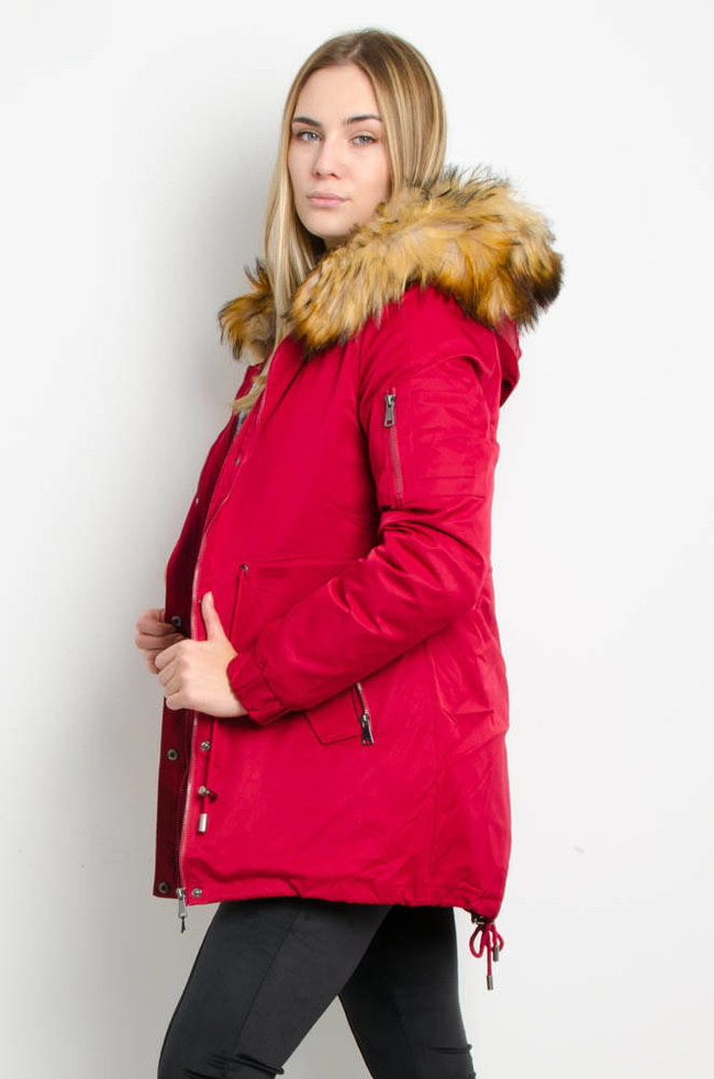 BURGUNDOWA KURTKA ZIMOWA PARKA NA MISIU 3 w 1