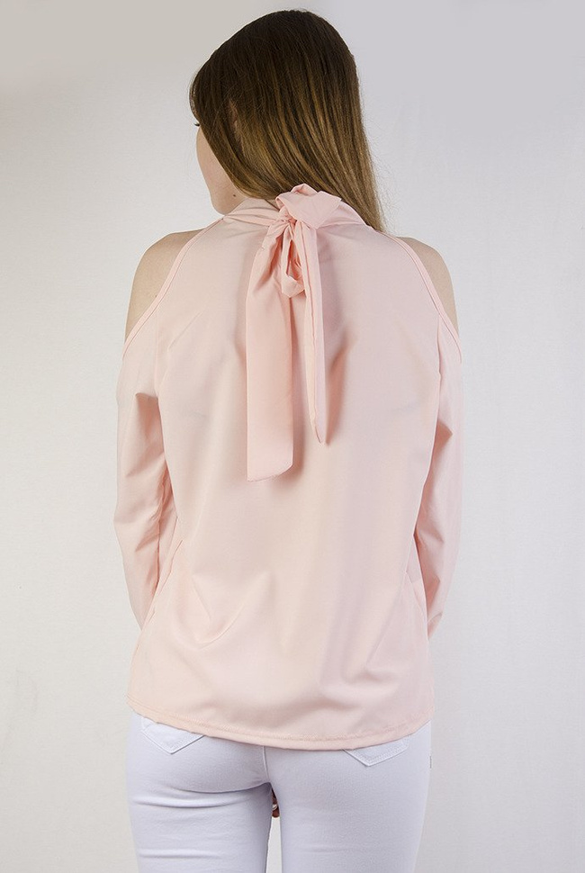 Różowa bluzka z wiązaniem z tyłu