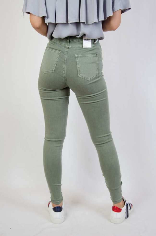 Jasno zielone dopasowane spodnie z wysokim stanem