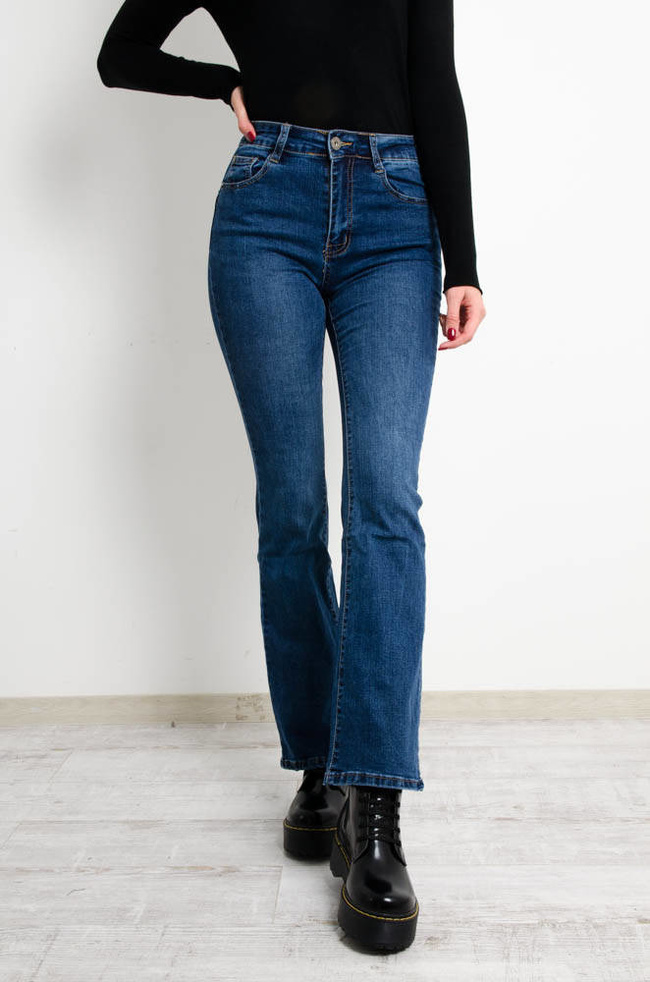 SPODNIE JEANSOWE FLARED JEANS PUSH UP- WYSOKI STAN 