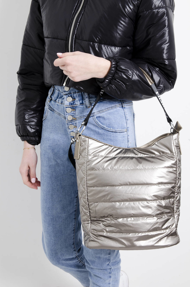 TORBA MATERIAŁOWA PIKOWANA ZŁOTA- SHOPPER