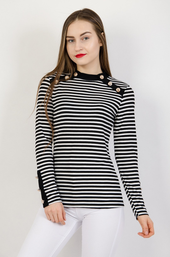 Prążkowana bluzka w biało czarne paski