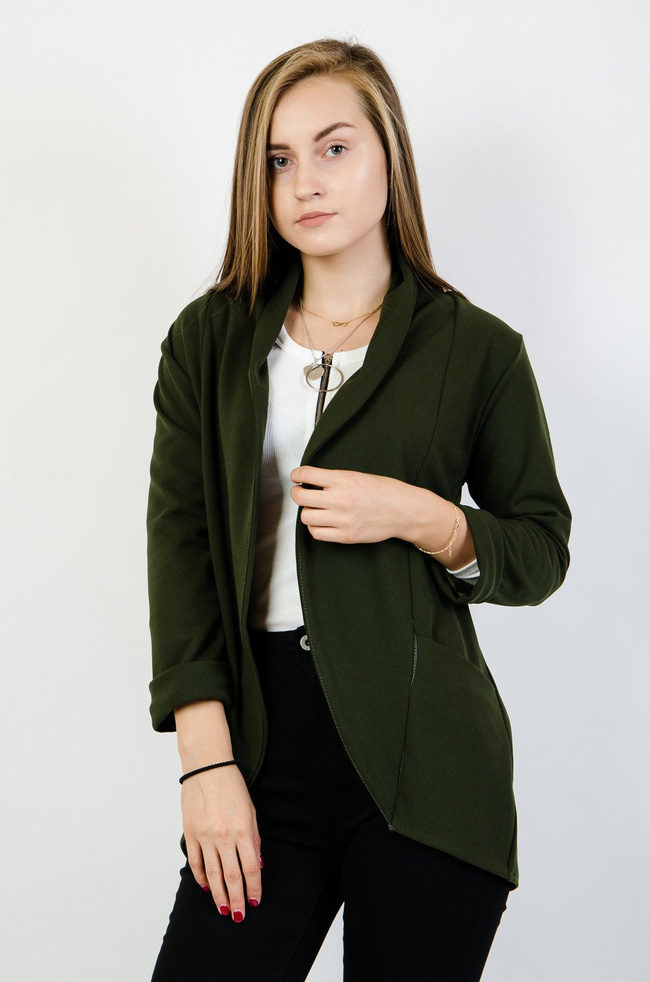 Zielona narzuta-marynarka z zakładką