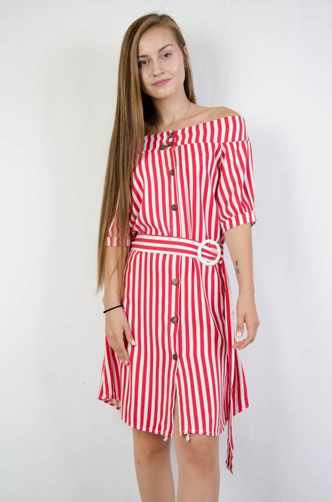 SUKIENKA HISZPANKA W BIAŁO CZERWONE PASKI