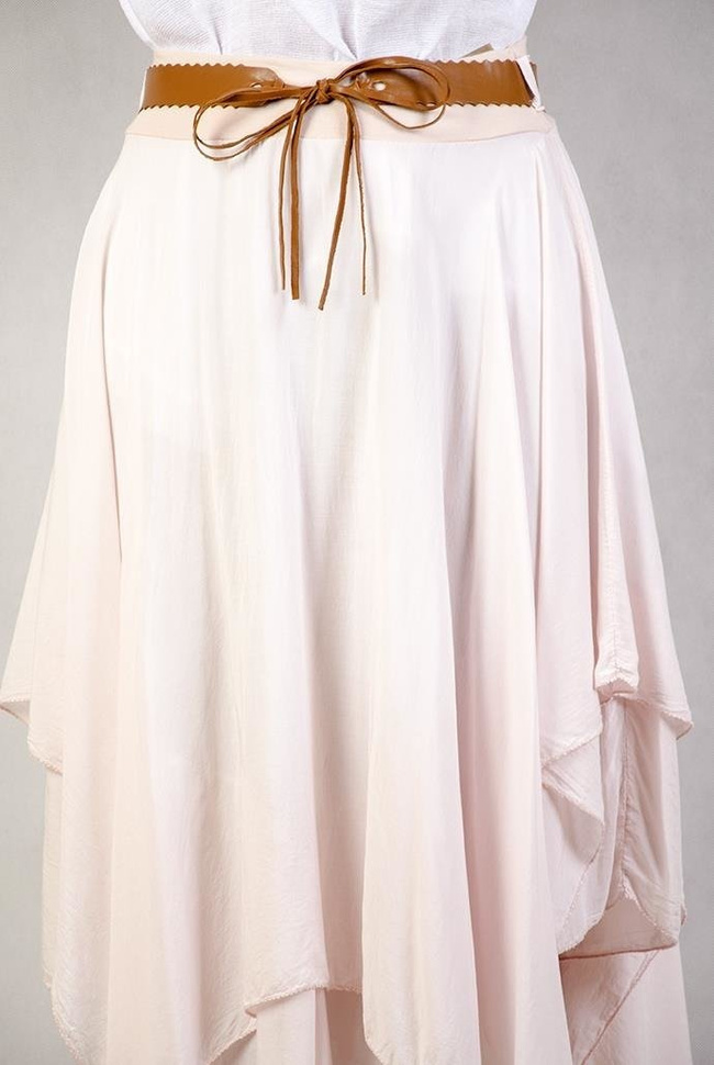 Asymetryczna spódnica z paskiem różowa