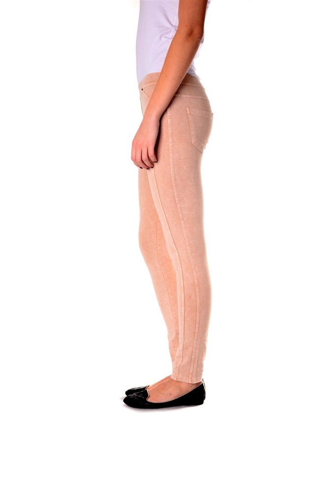 Łososiowe legginsy z przeszyciami