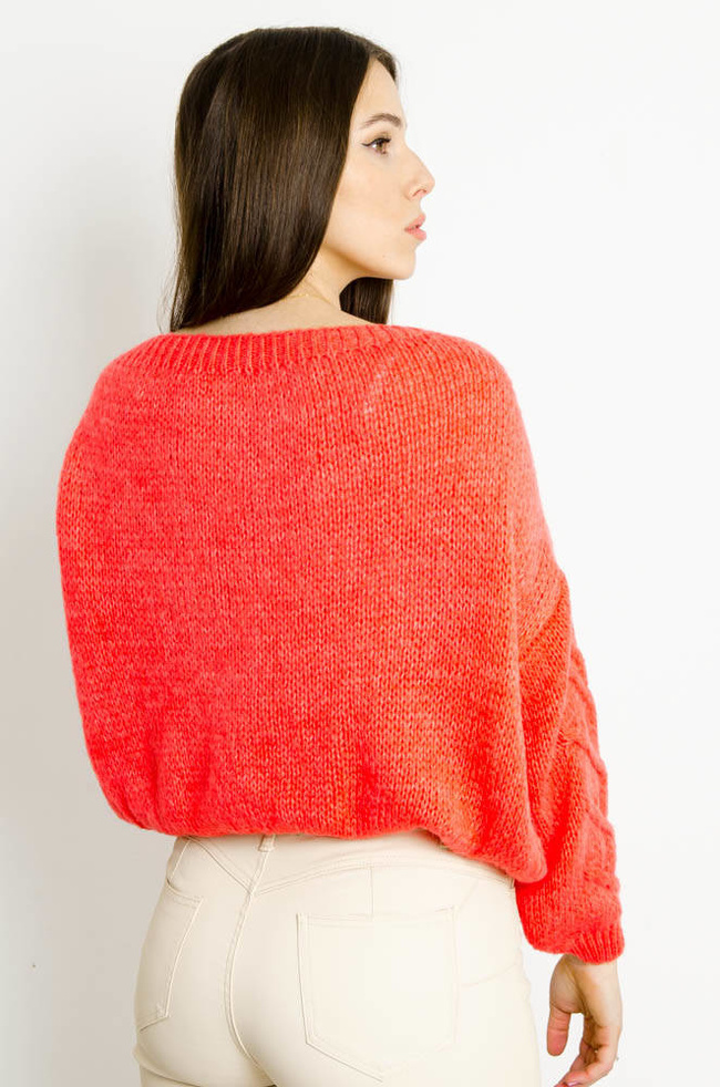 POMARAŃCZOWY SWETER O LUŹNYM KROJU