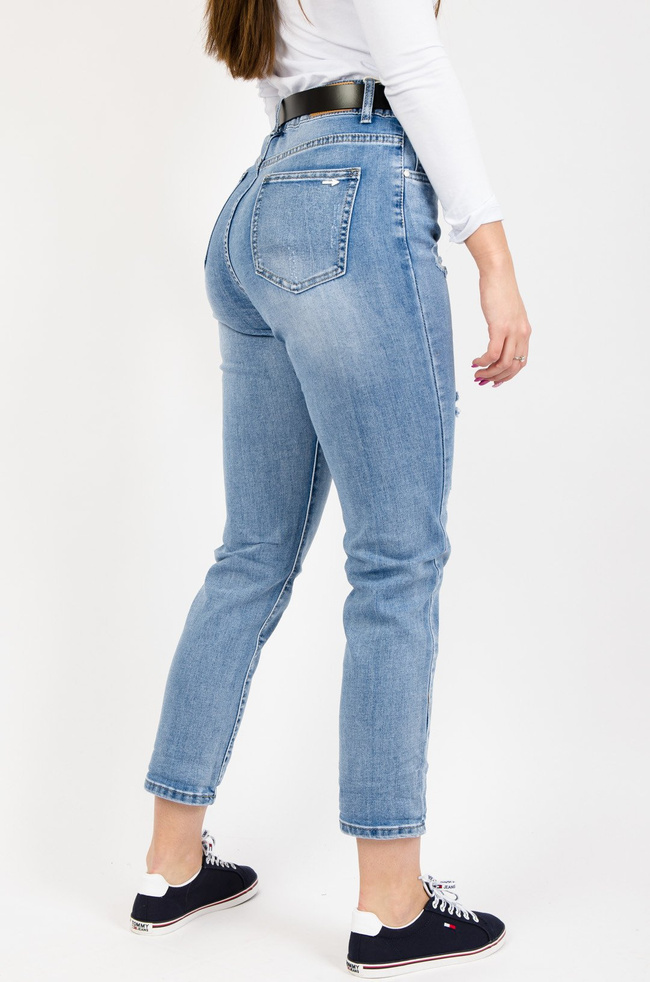 JASNE SPODNIE JEANSOWE TYPU RELAXED FIT - WYSOKI STAN 