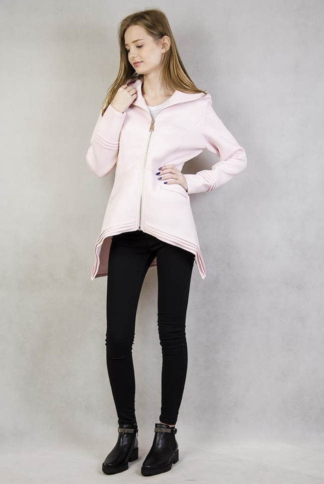 Wygodny pudrowo-różowy płaszczyk