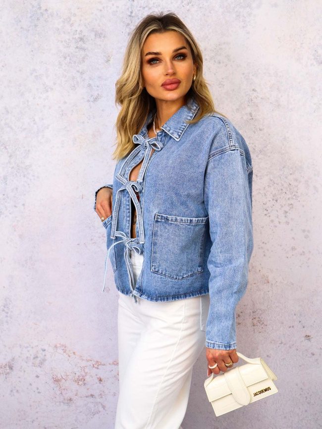 KURTKA JEANSOWA WIĄZANA NA KOKARDKI