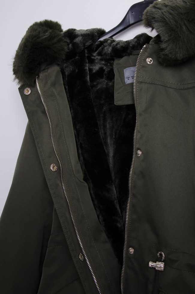 ZIELONA JESIENNO-ZIMOWA KURTKA PARKA NA MISIU