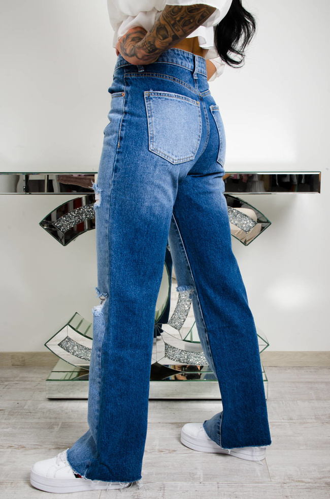 SPODNIE JEANSOWE Z SZEROKIMI NOGAWKAMI I WYSOKIM STANEM - WIDE LEG