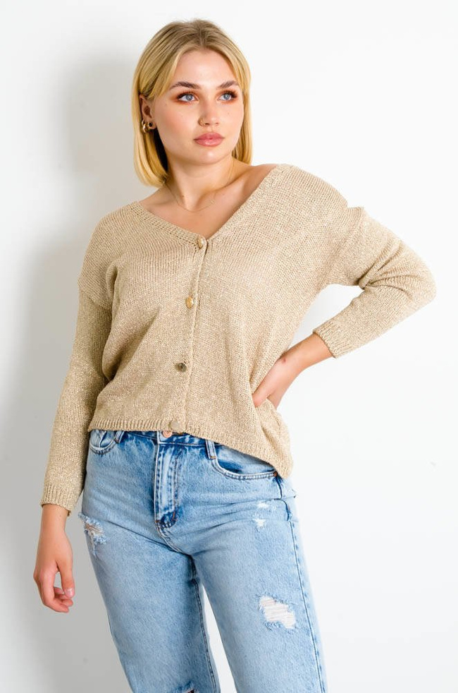 ZŁOTY SWETER W SZPIC ZAPINANY NA GUZIKI