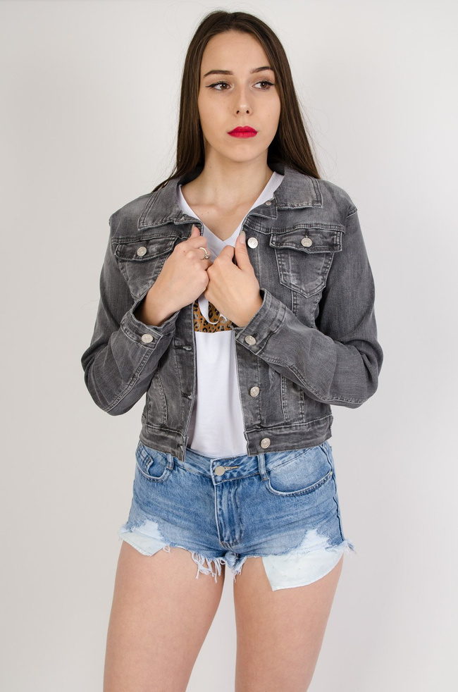 Szara kurtka jeansowa