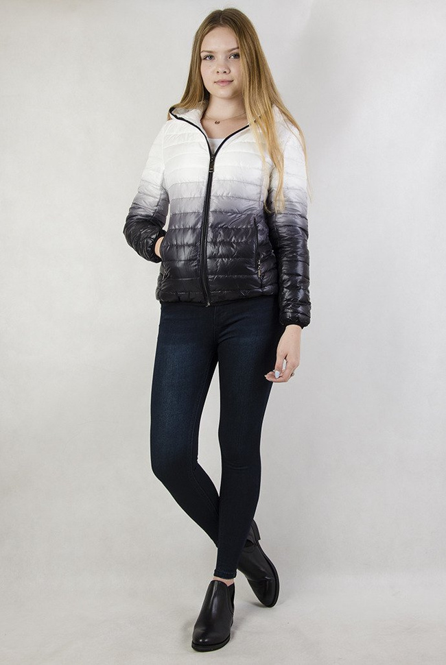 Kurtka pikowana biało-czarna