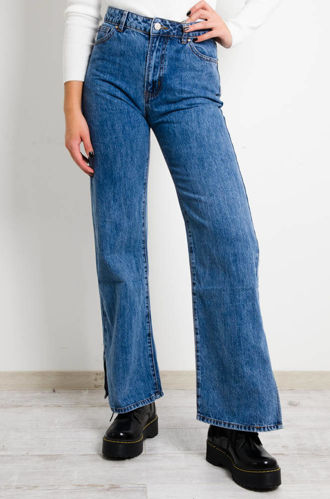 SPODNIE JEANSOWE TYPU WIDE LEG Z WYSOKIM STANEM