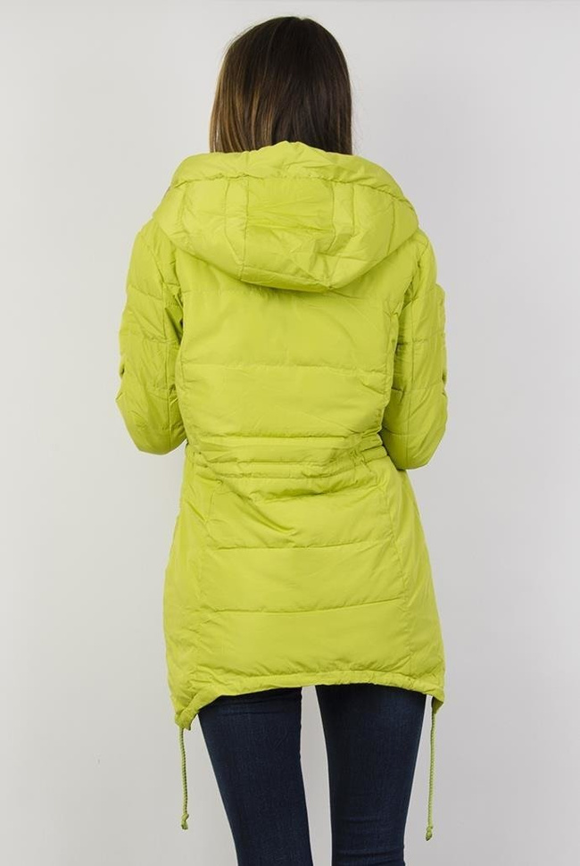 Pikowana, asymetryczna kurtka limonkowa