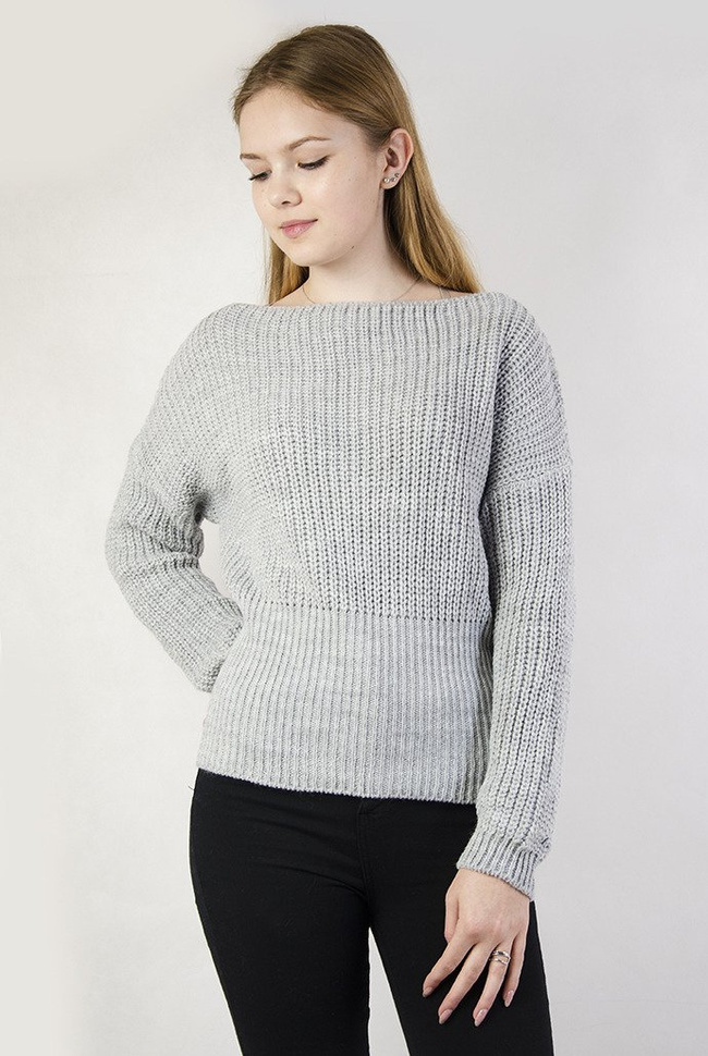 Szary sweterek z wiązaniem z tyłu