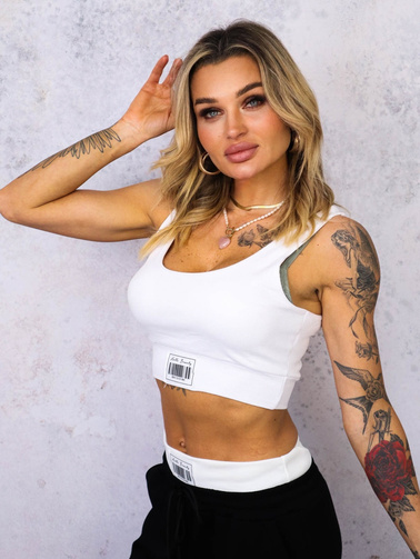 KOMPLET DRESOWY TOP Z NASZYWKĄ+ SPODNIE Z KONTRASTOWYM PASEM- CZARNY