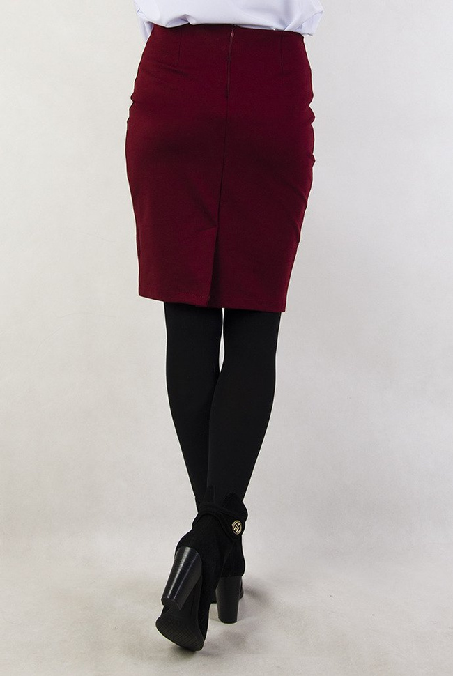 Bordowa ołówkowa spódnica