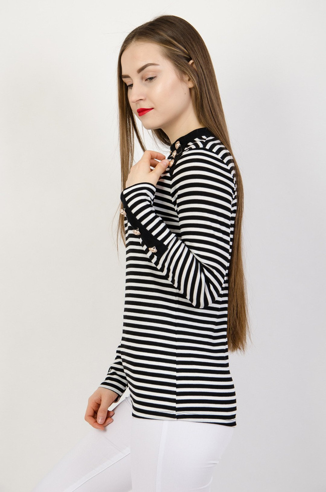 Prążkowana bluzka w biało czarne paski